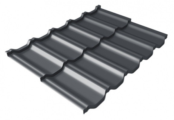 Металлочерепица модульная Квинта Uno Grand Line c 3D резом 0,5 Satin Мatt RAL 7024 мокрый асфальт купить в Липецке