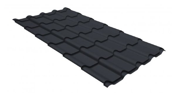 Металлочерепица камея GL 0,5 GreenCoat Pural RR 23 темно-серый (RAL 7024 мокрый асфальт) купить в Липецке