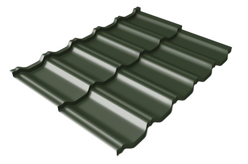 Металлочерепица модульная Квинта Uno Grand Line c 3D резом 0,5 GreenСoat Pural RR 11 темно-зеленый (RAL 6020 хромовая зелень) купить в Липецке