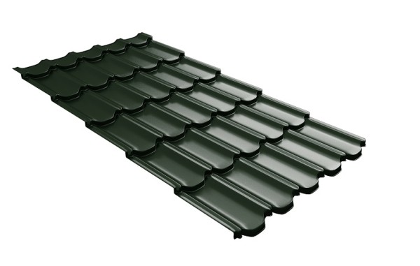 Металлочерепица квинта плюс с 3D резом 0,5 GreenСoat Pural Matt RR 11 темно-зеленый (RAL 6020 хромовая зелень) купить в Липецке