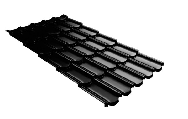 Металлочерепица квинта плюс с 3D резом 0,5 GreenСoat Pural Matt RR 33 черный (RAL 9005 черный) купить в Липецке