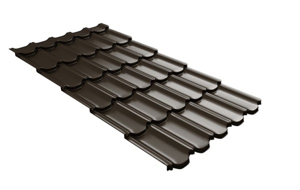 Металлочерепица квинта плюс с 3D резом 0,5 GreenСoat Pural RR 32 темно-коричневый (RAL 8019 серо-коричневый) купить в Липецке