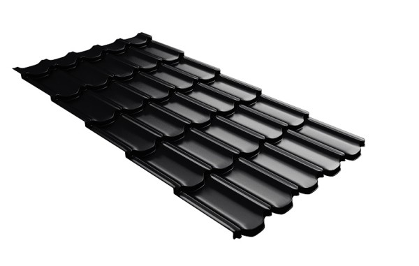 Металлочерепица квинта плюс с 3D резом 0,5 Quarzit lite RAL 9005 черный купить в Липецке