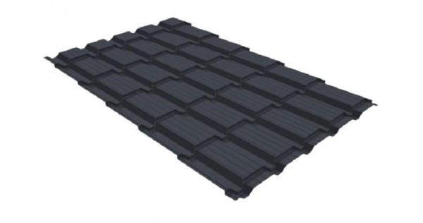 Металлочерепица GL квадро профи 0,5 GreenCoat Pural RR 23 темно-серый (RAL 7024) мокрый асфальт купить в Липецке