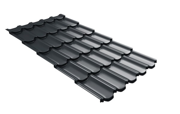 Металлочерепица квинта плюс с 3D резом 0,5 Satin RAL 7016 антрацитово-серый купить в Липецке