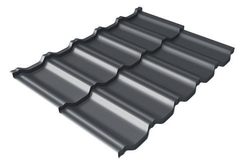 Металлочерепица модульная Квинта Uno Grand Line c 3D резом 0,5 Satin RAL 7024 мокрый асфальт купить в Липецке