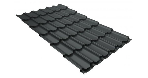 Металлочерепица квинта плюс 0,5 GreenCoat Pural RR 23 темно-серый (RAL 7024 мокрый асфальт) купить в Липецке