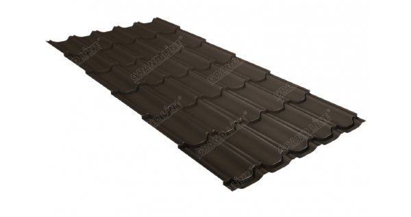 Металлочерепица квинта плюс 0,5 GreenCoat Pural Matt RR 32 темно-коричневый (RAL 8019 серо-коричневый) купить в Липецке